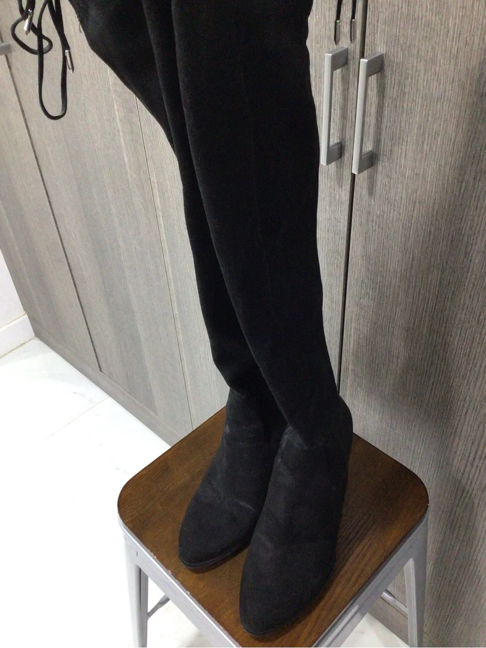 Marc Fisher Black Over-The-Knee Pointed-Toe Zip Boots